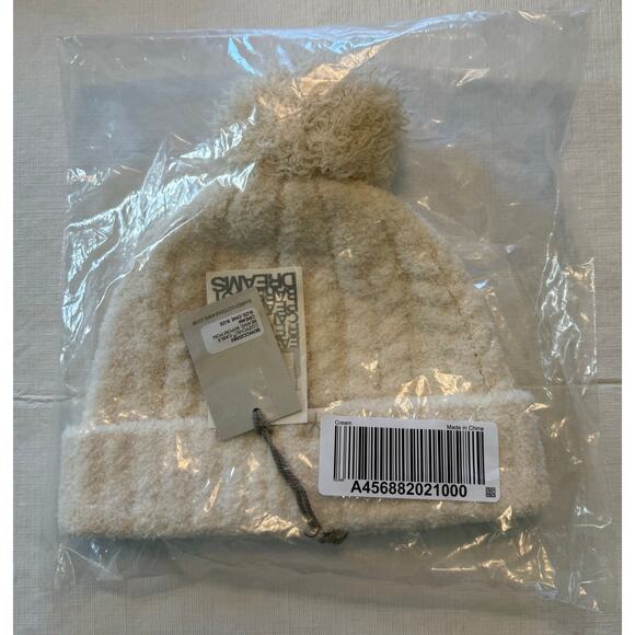 Barefoot Dreams Cozychic Cable Pom Pom Beanie in Cream NWT!